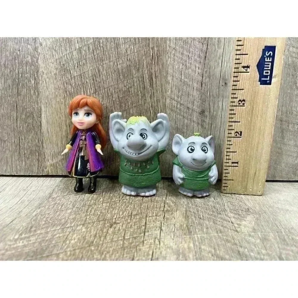 Lot of 3 Disney Frozen Anna & Surprise Stone Troll Father Son Figures Small